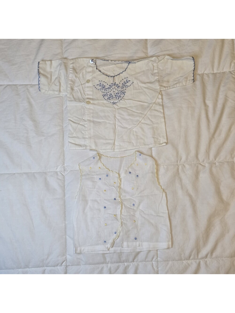 VTG 2 Baby Shirts Embroidered Handmade Set Approx 0–3 Months Cottagecore Prarie